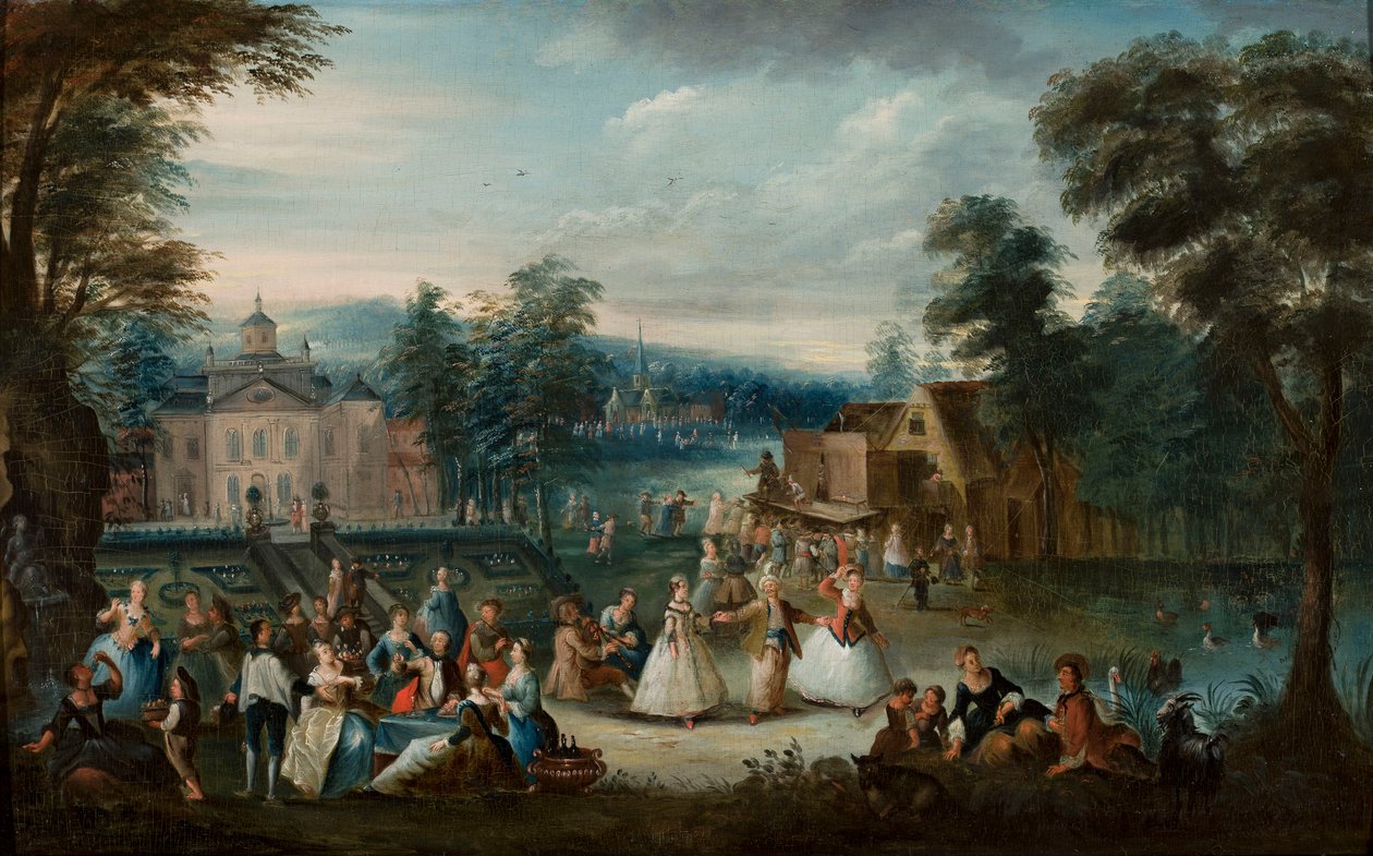 Spel in het park door Christian Wilhelm Ernst Dietrich