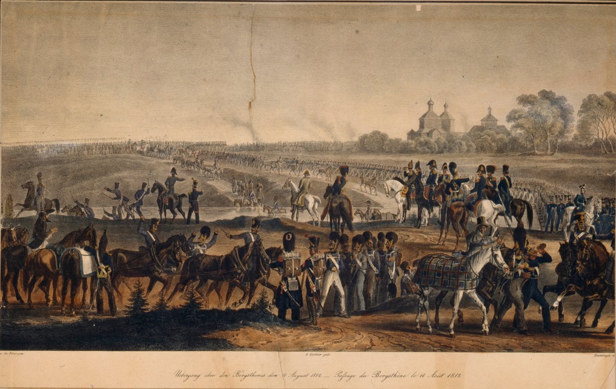 De oversteek van de Dnjepr op 14 augustus 1812, 1820s door Christian Wilhelm Faber du Faur von