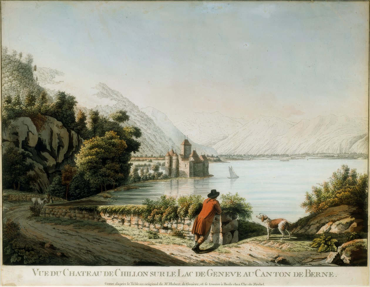 Uitzicht op het kasteel van Chillon door Christian von Mechel