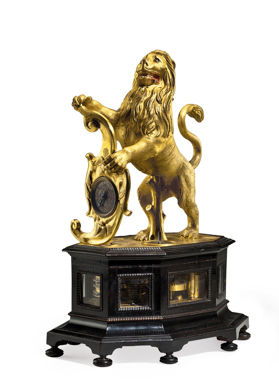 Slag- en automaat leeuwenklok, ca. 1640 door Christoff Miller