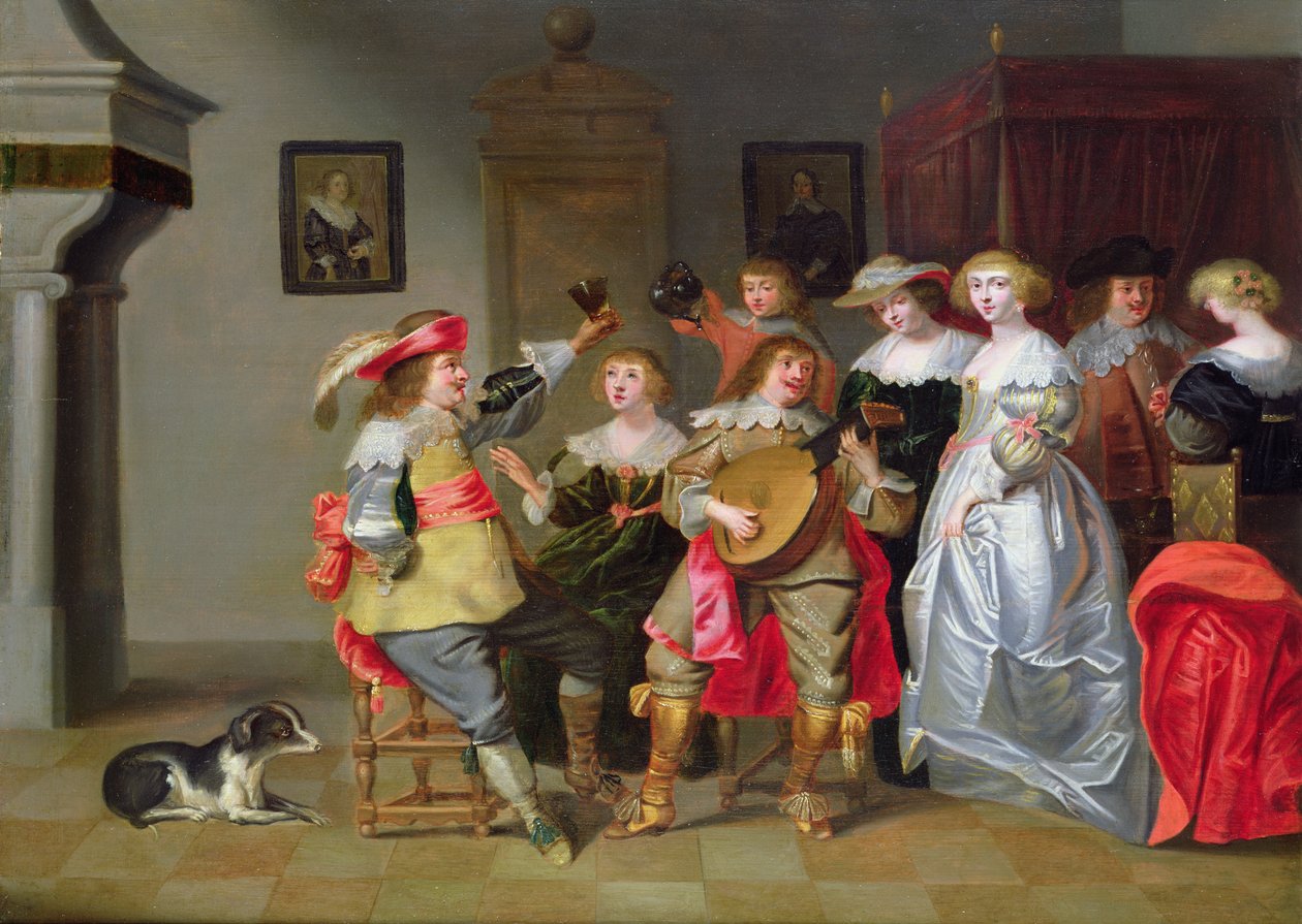 Een Elegante Gezelschap dat Plezier Maakt in een Interieur door Christoffel Jacobsz van der Lamen