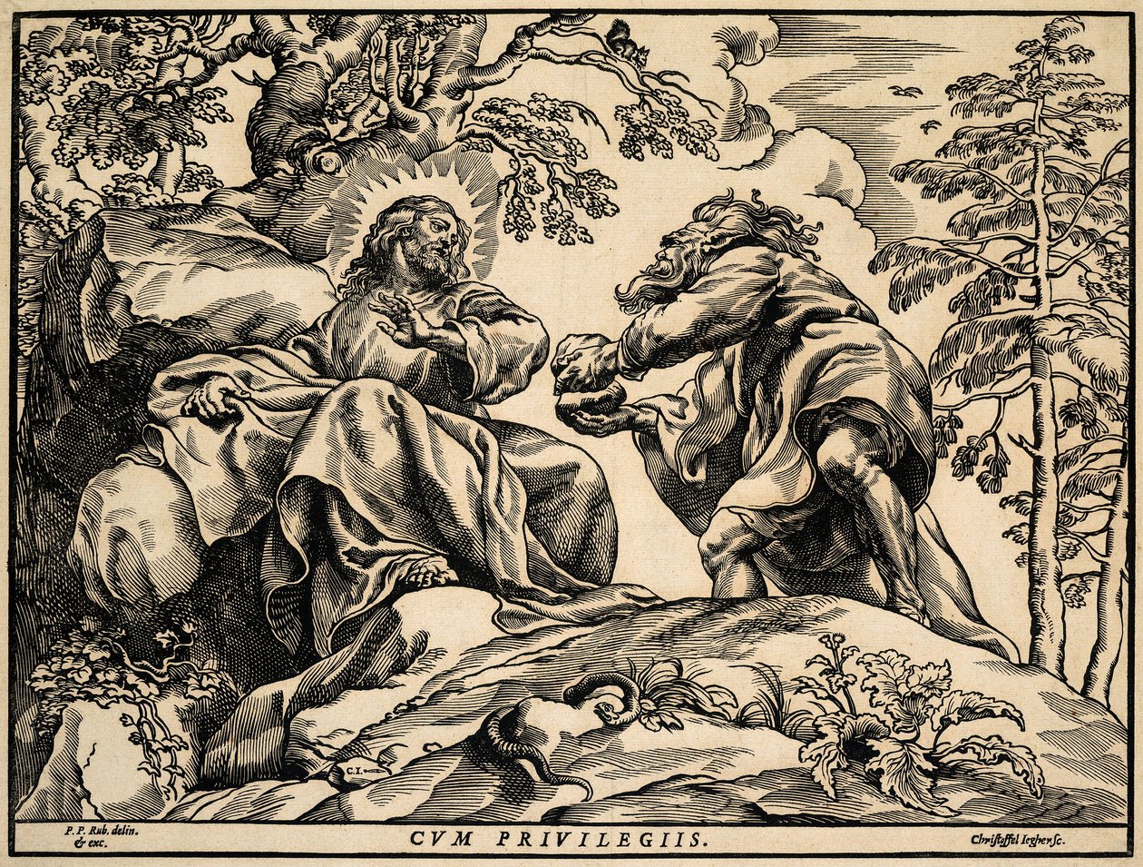 De verzoeking van Christus door de duivel door Christoffel Jegher