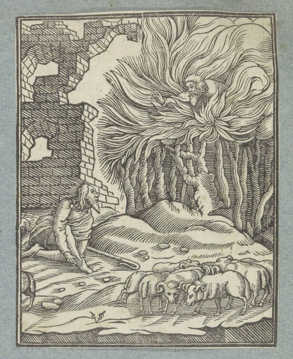 Mozes en de brandende braamstruik door Christoffel van Sichem (II)