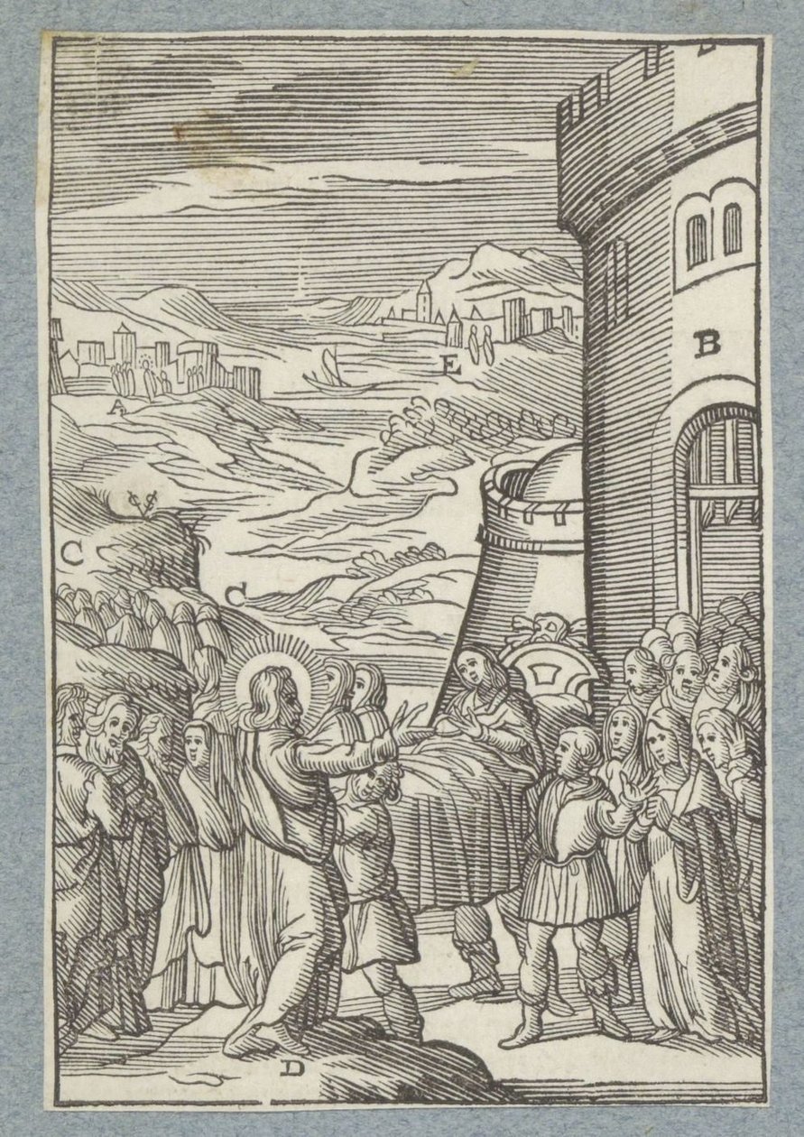 Opwekking van de zoon van de weduwe van Naïn door Christoffel van Sichem (II)