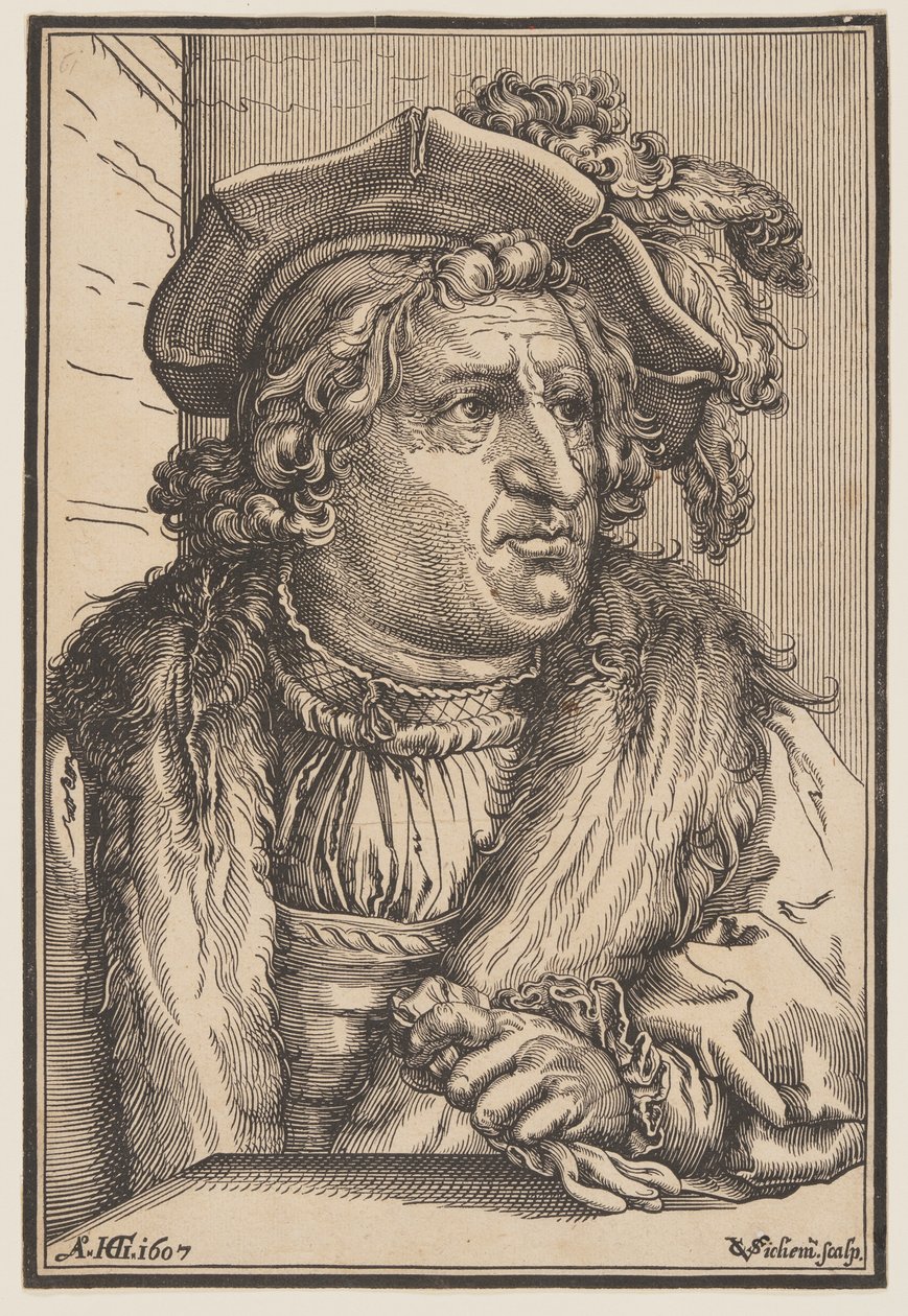 Man met gepluimde hoed door Christoffel van Sichem I