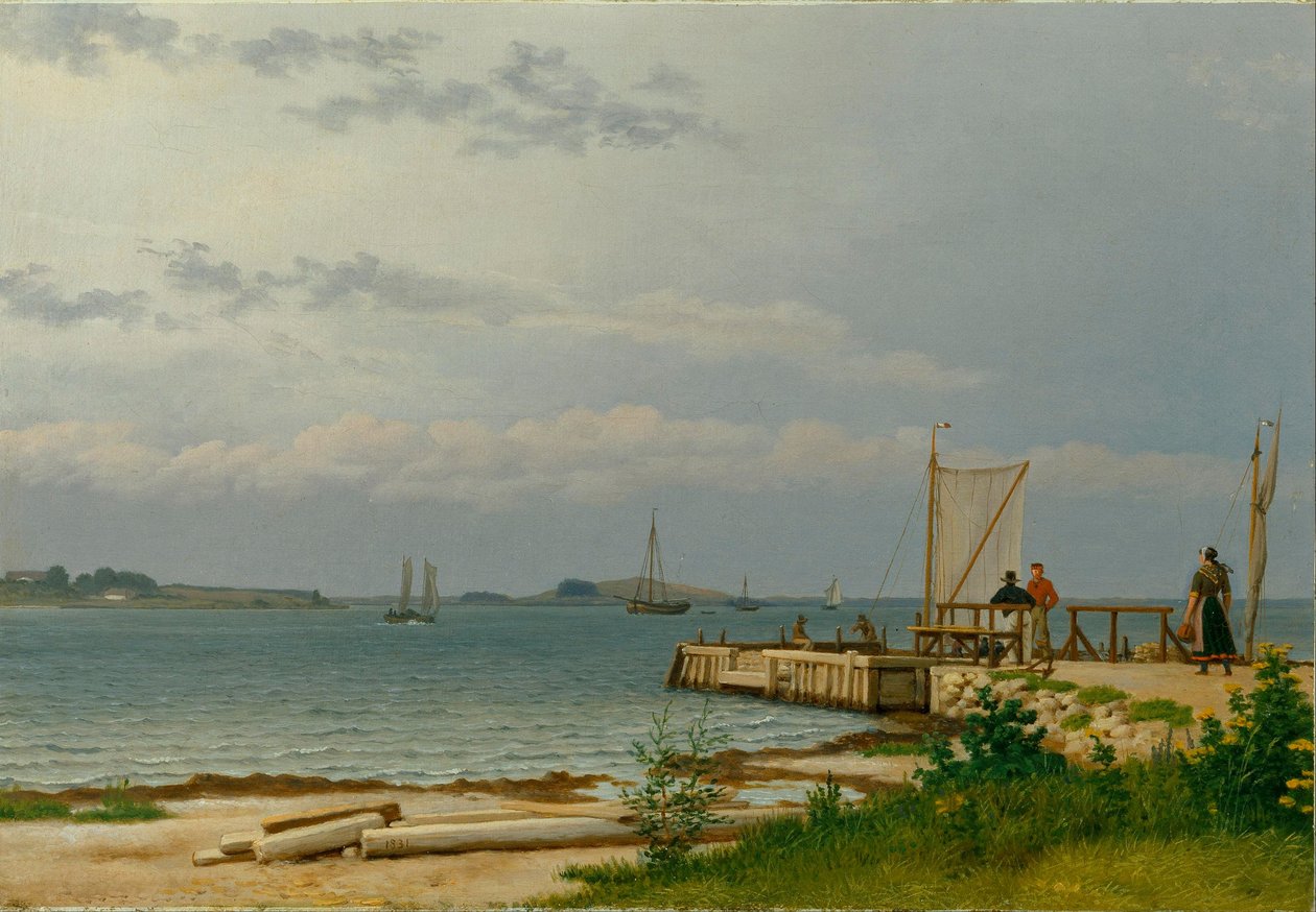 Uitzicht richting Koster vanaf de steiger bij Kallehave door Christoffer Wilhelm Eckersberg