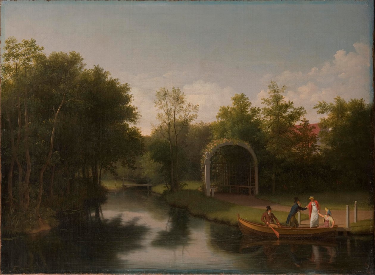 Prieel in het park van landhuis Sanderumgård door Christoffer Wilhelm Eckersberg