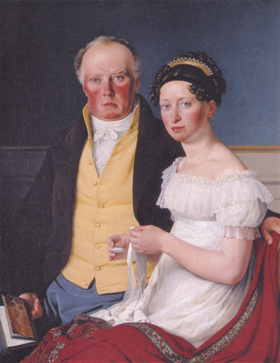 Deens:  Greve Preben Bille-Brahe og hans anden hustru Johanne Caroline, født Falbe Dubbelportret van graaf Preben Bille-Brahe en zijn tweede vrouw, Johanne Caroline, nee Falbe door Christoffer Wilhelm Eckersberg