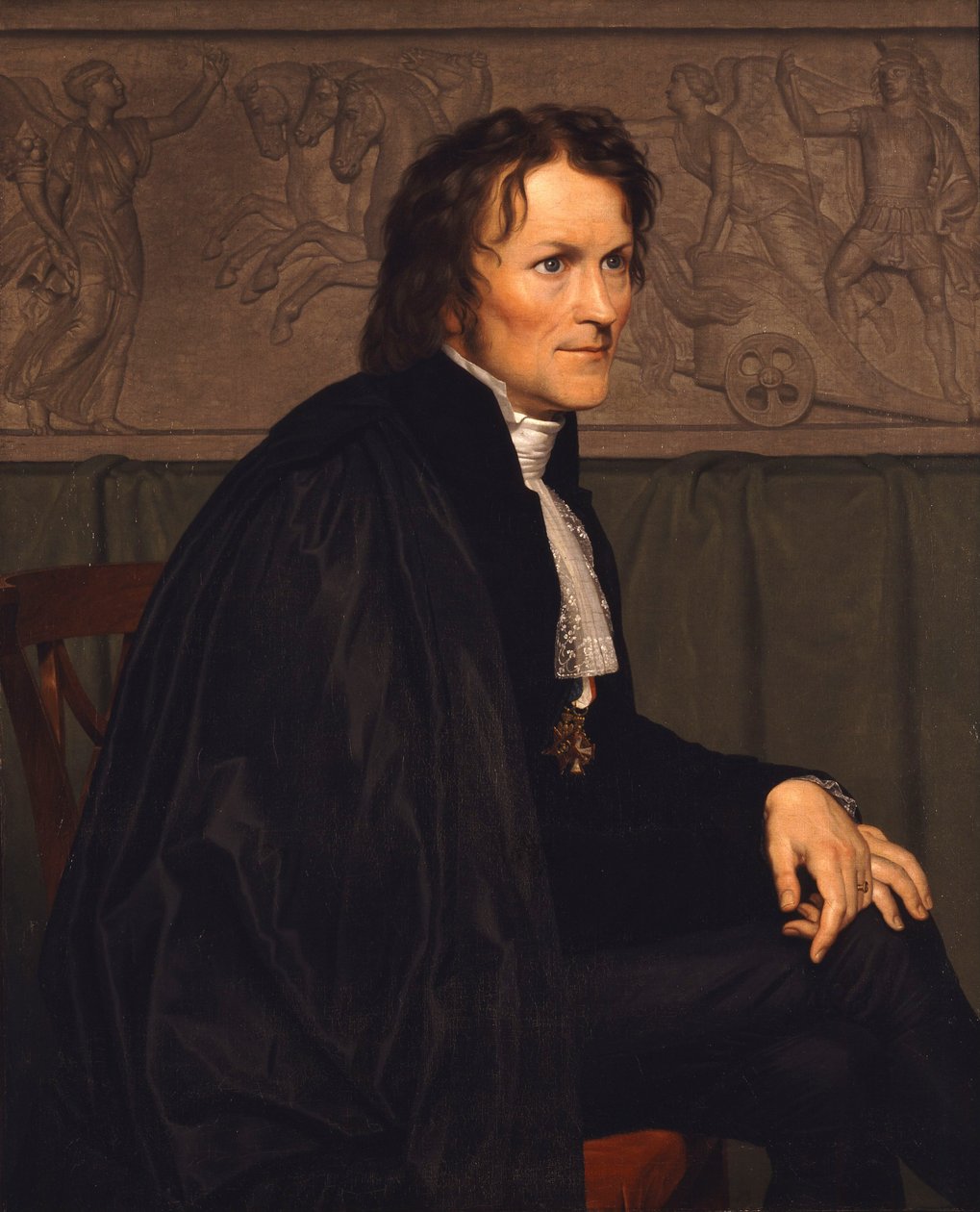 Portret van de beeldhouwer Bertel Thorvaldsen door Christoffer Wilhelm Eckersberg