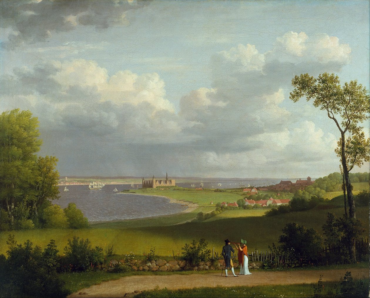 Uitzicht ten noorden van Kasteel Kronborg door Christoffer Wilhelm Eckersberg
