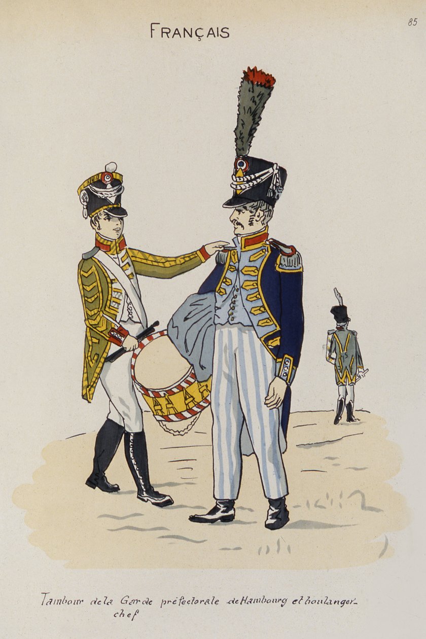 Een trommelaar en meesterbakker van de Prefecturale Garde van Hamburg, c.1806 door Christoph Suhr