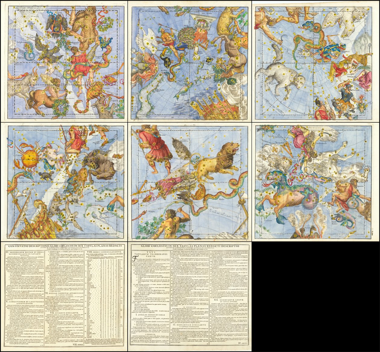 Globi Coelestis in Sex Tabulas Planas Redacti Descriptio door Christoph Weigel the Elder