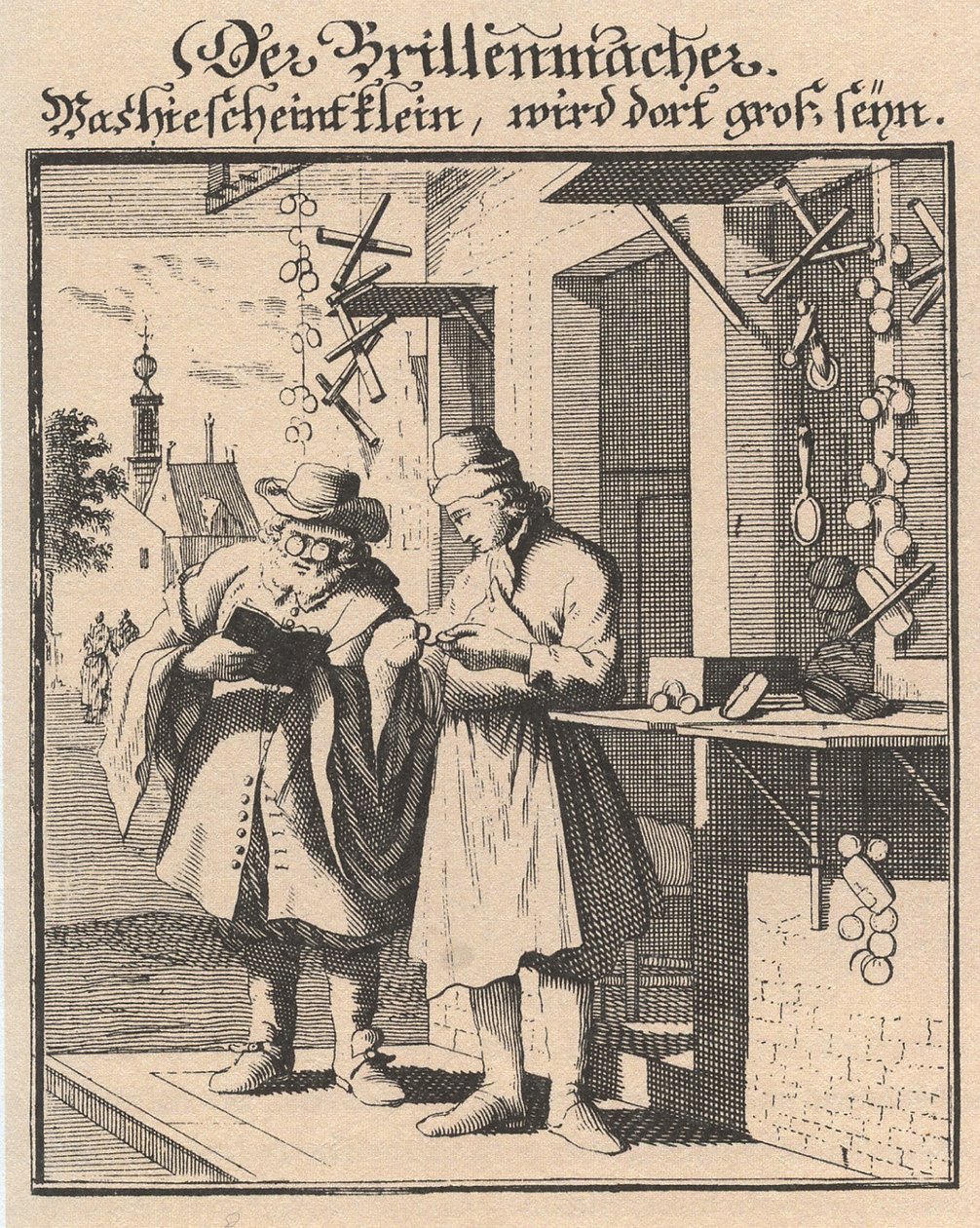 Brillenmaker Uit Abbildung der gemein-nützlichen Haupt-Stände, 1698 door Christoph Weigel the Elder