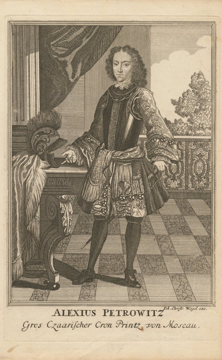 Portret van Tsarevich Alexei Petrovich van Rusland 1690-1718, 1710 door Christoph Wiegel