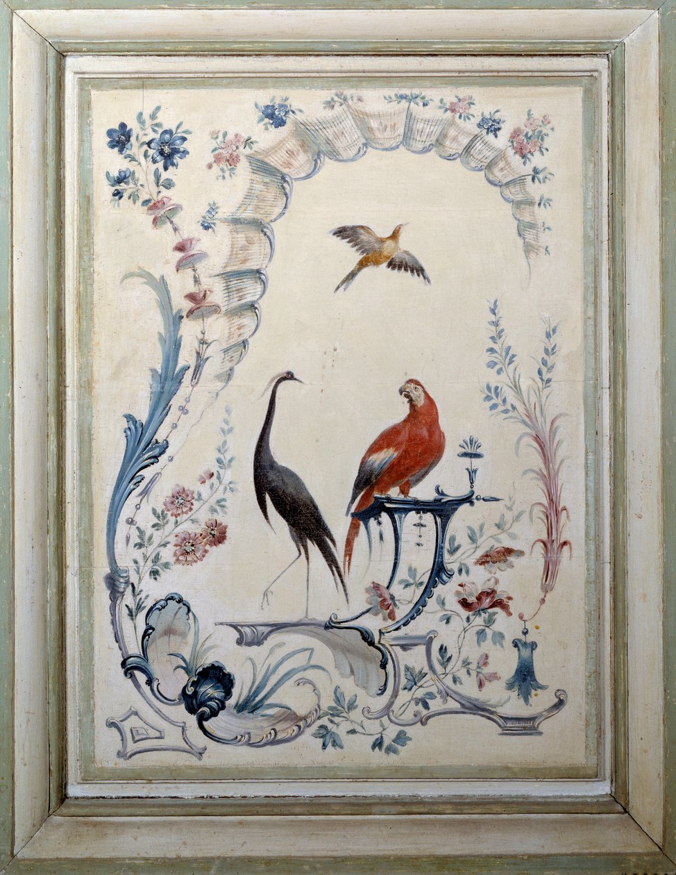 Vogels teken van de grote woonkamer van het kasteel van Champs sur Marne door Christophe Huet