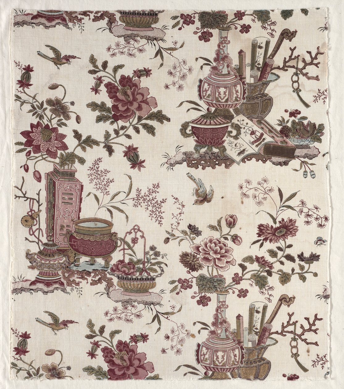 Fragment van houtblok bedrukt katoen, c. 1780 door Christophe Philippe Oberkampf