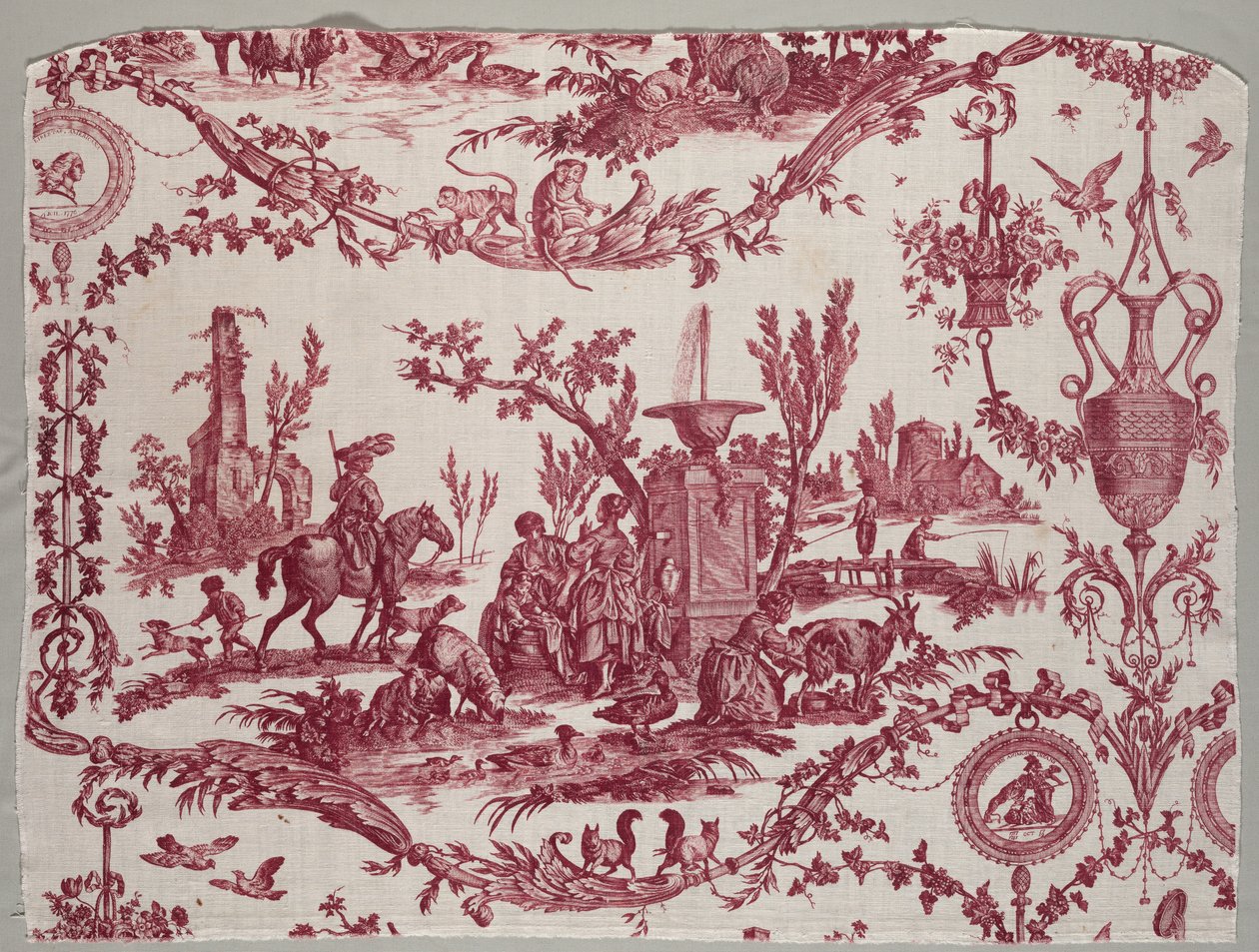 Fragmenten van koperplaat bedrukt katoen, ca. 1789 door Christophe Philippe Oberkampf