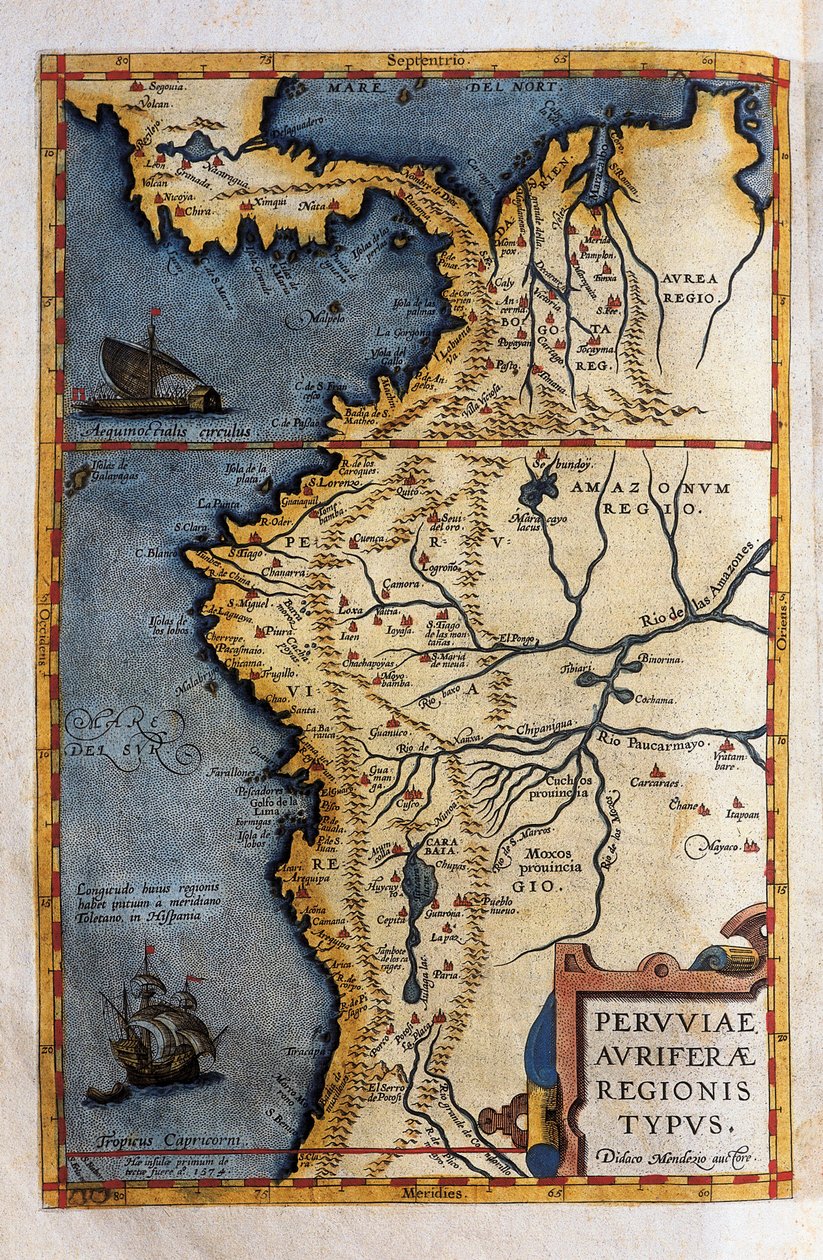 Kaart van Peru, uit de verslagen van Hernando de Soto