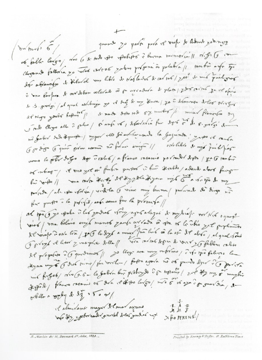 Brief van Columbus gedateerd december 1504 gericht aan dokter Oderigo, uit 