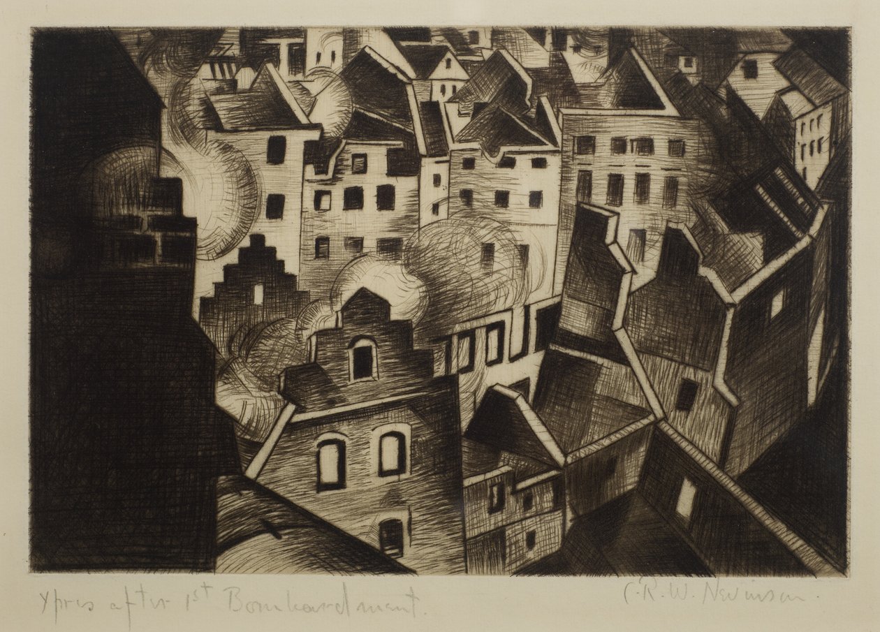 Ieper na de eerste bombardement, 1916 door Christopher Richard Wynne Nevinson