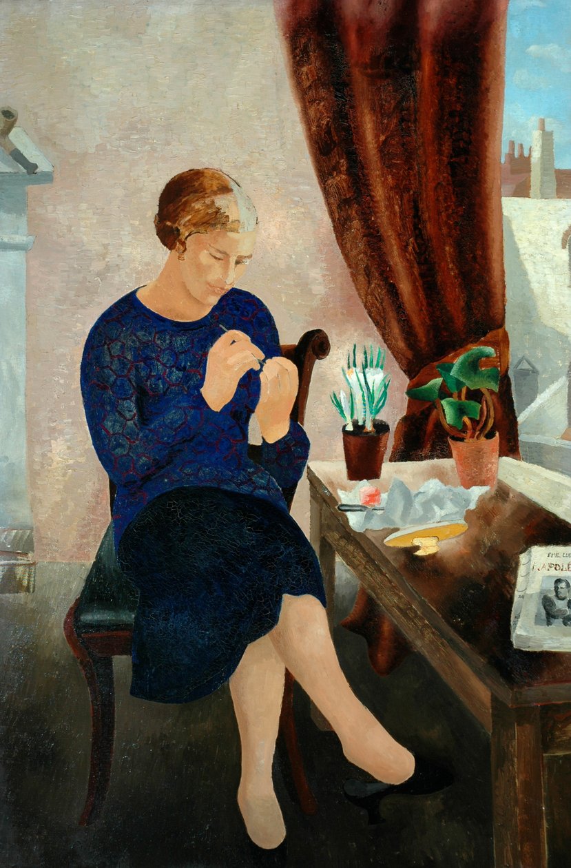 Zittende vrouw en de manicure en portret van Frosca Munster, 1929 door Christopher Wood