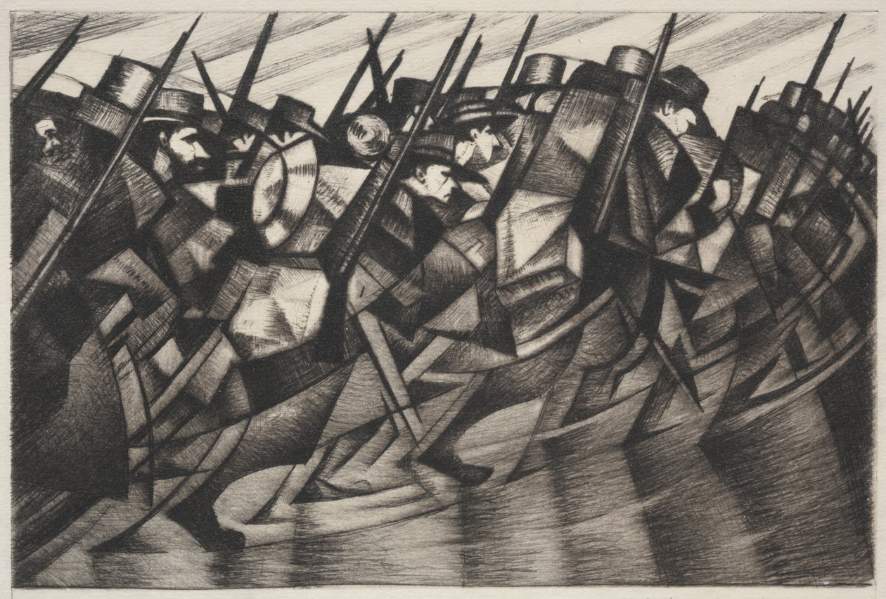 Terugkeer naar de Loopgraven door Christopher Richard Wynne Nevinson