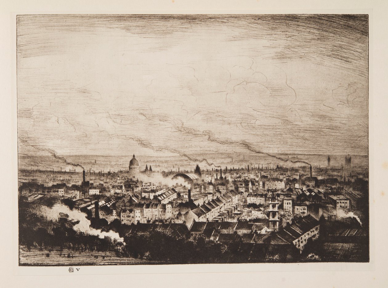 Londen vanaf Parliament Hill, pub. 1923 door Christopher Richard Wynne Nevinson