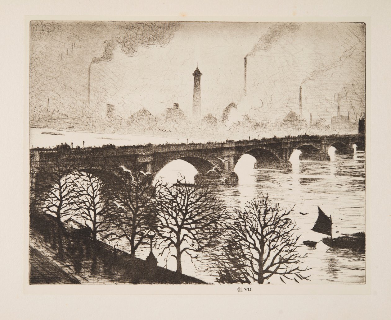 Waterloo-brug vanuit een Savoy-raam door Christopher Richard Wynne Nevinson
