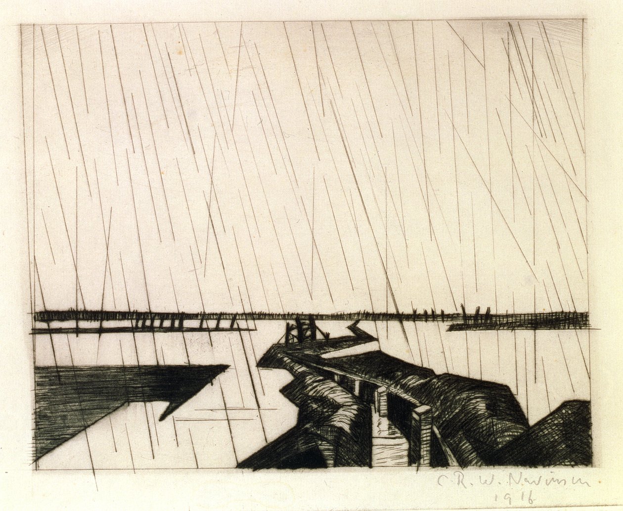 Een overstroomde loopgraaf aan de IJzer, 1916 door Christopher Richard Wynne Nevinson