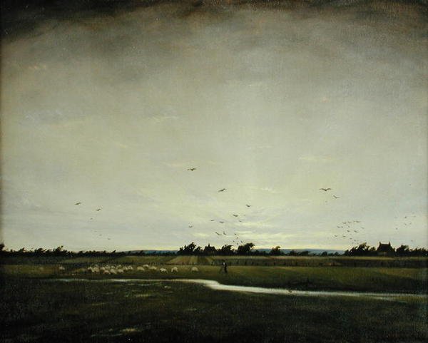 Een Engels Landschap, Romney Marsh door Christopher Richard Wynne Nevinson