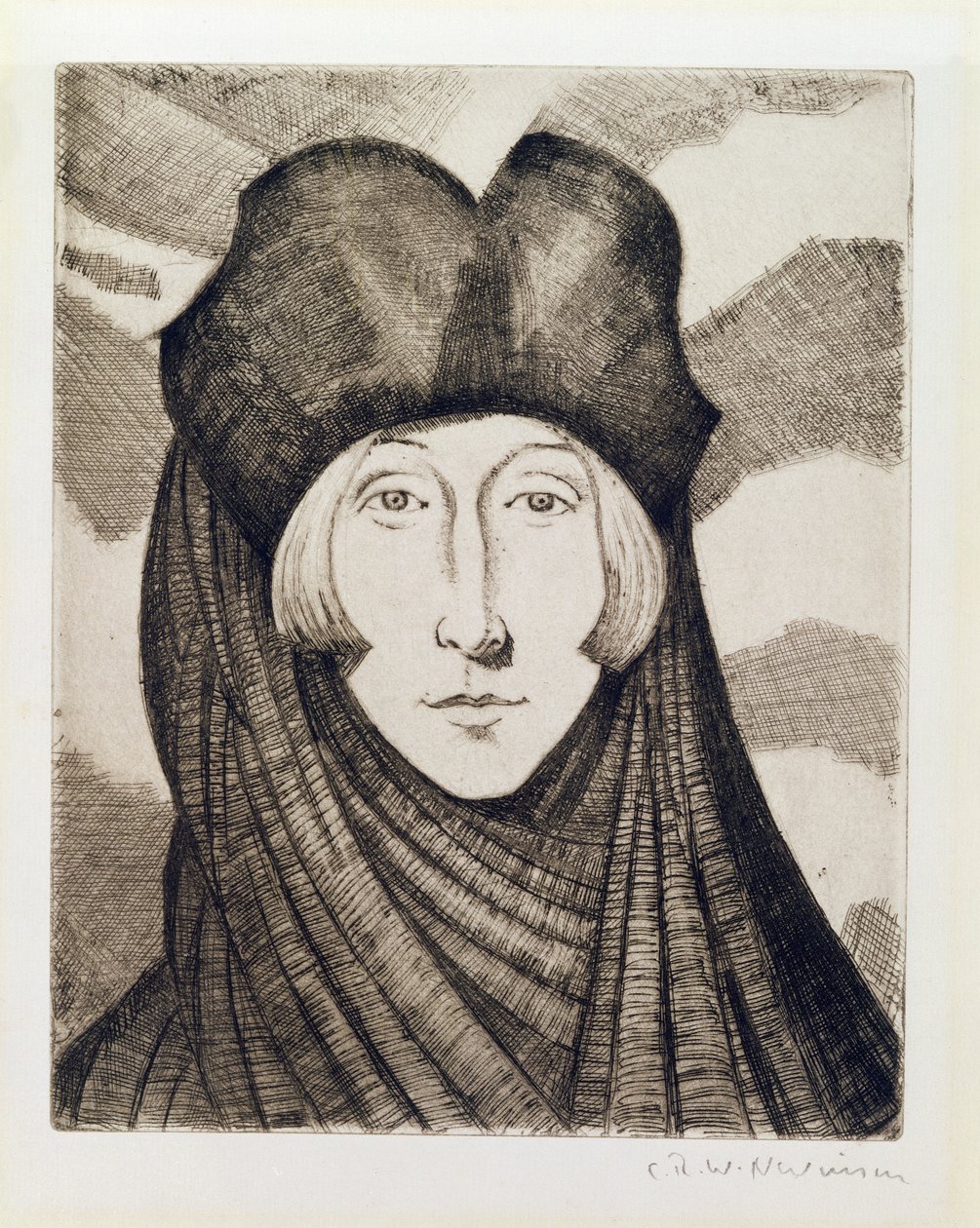 Edith Sitwell (1887-1964) 1927 door Christopher Richard Wynne Nevinson
