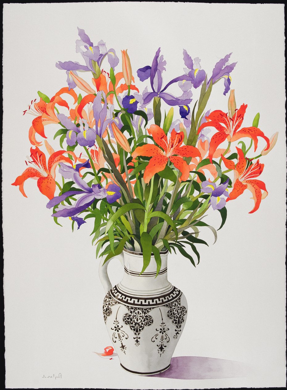 Bloemen in een Zwart-Witte Kan door Christopher Ryland