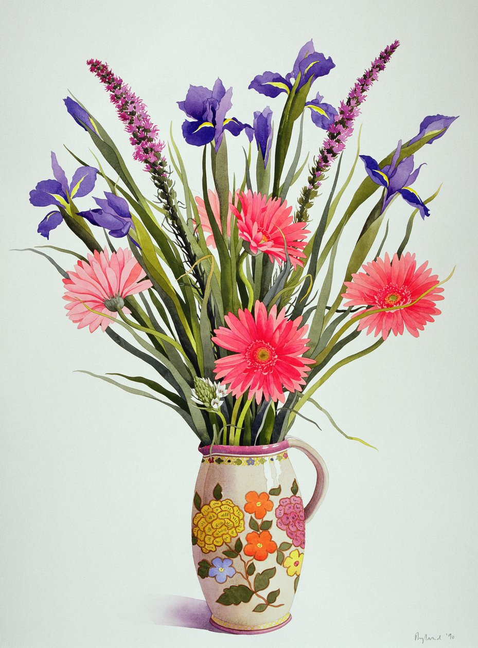 Iris en Gerbera in een Nederlandse Kan door Christopher Ryland