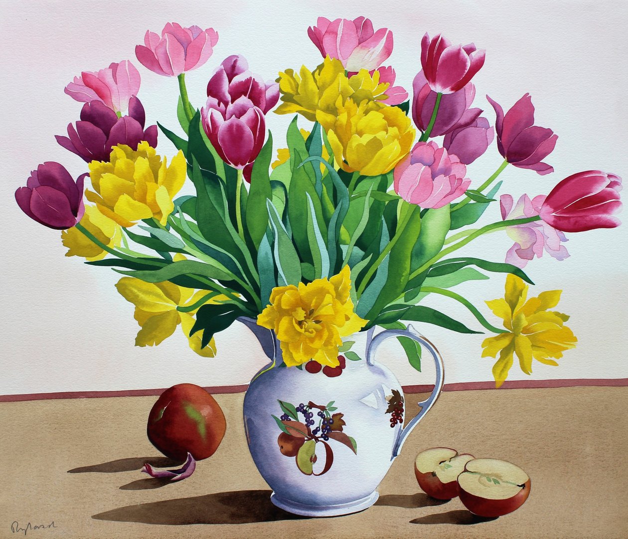 Tulpen in kan met appels door Christopher Ryland