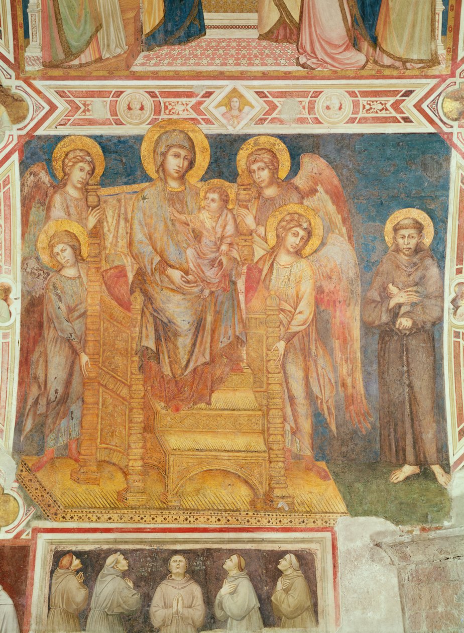 Maagd en kind, engelen en Sint Franciscus van Assisi door Giovanni Cimabue