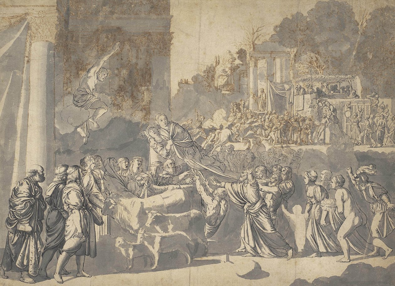 De tevredenen door Circle of Adam Elsheimer