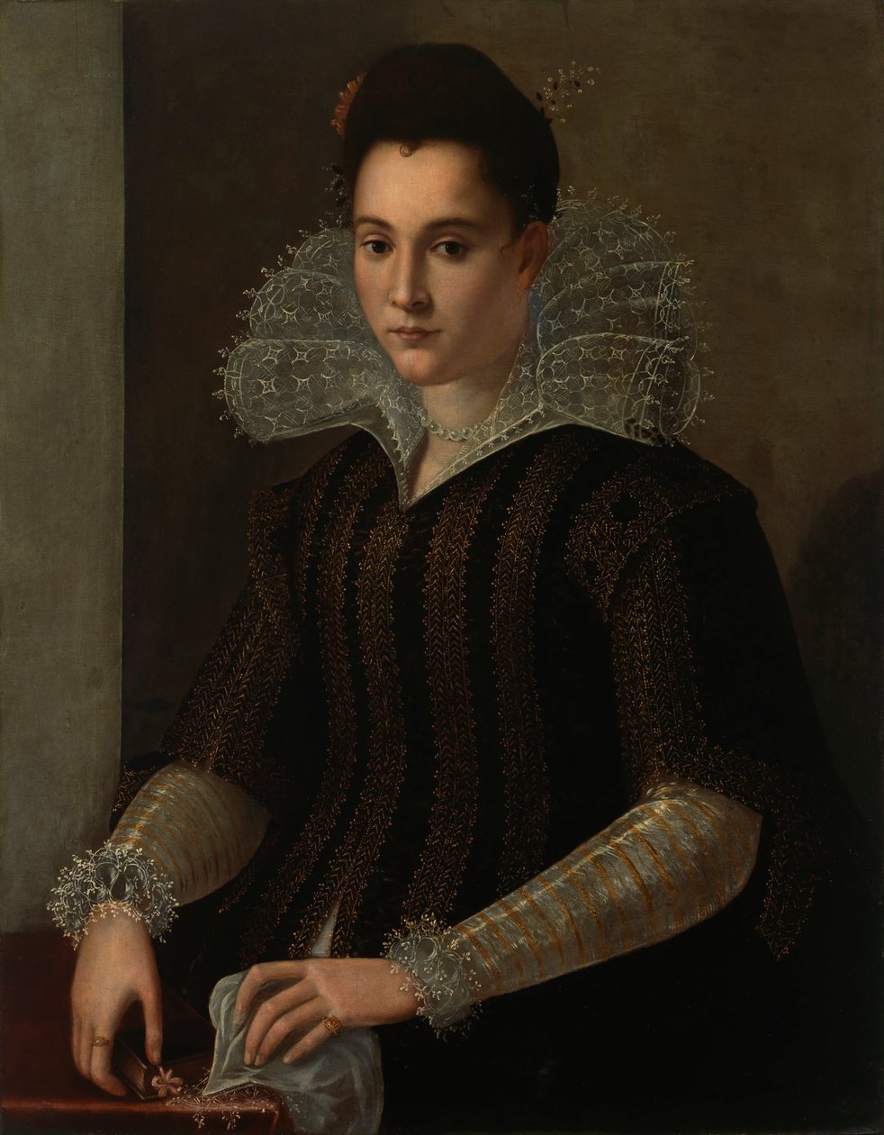 Zweeds: Porträtt av dam Portret van een dame door Circle of Alessandro Allori