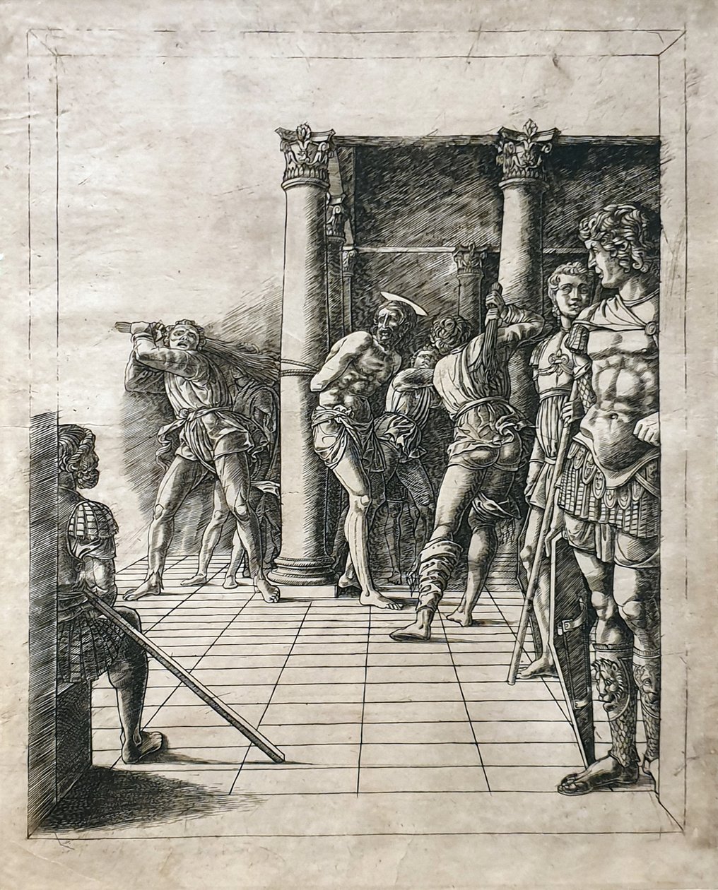 De geseling van Christus door Circle of Andrea Mantegna