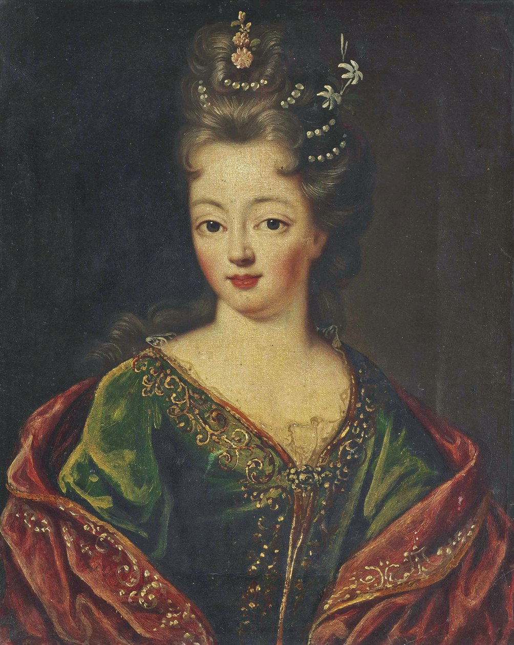 Cirkel van Mignard - Portret van een dame traditioneel geïdentificeerd als Louise Bénédicte van Bourbon door Circle of Pierre Mignard I