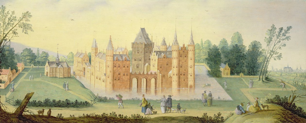 Abdij en kasteel in Egmond door Claes Jacobsz van der Heck
