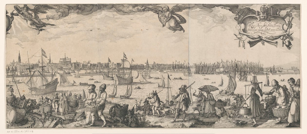Profiel van Amsterdam, gezien vanaf het IJ (rechterdeel) door Claes Jansz. Visscher (II)