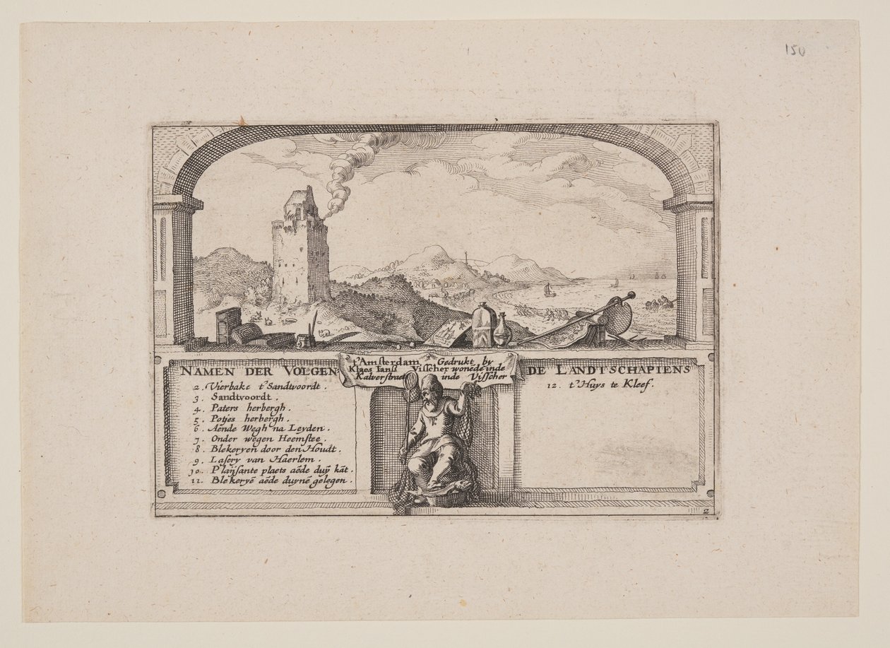 Baken bij Zandvoort, van Gezicht in de Omgeving van Haarlem (Plaisante Plaetsen) door Claes Jansz. Visscher