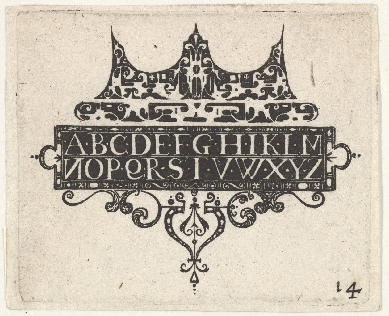 Blackwork Print met het Alfabet door Claes Jansz Visscher