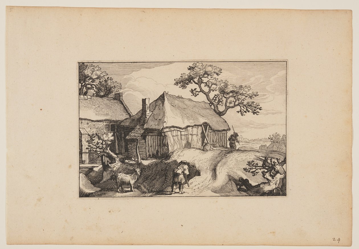 Pad langs een schuur, uit Landschappen (Verscheyden aerdige Lanthuysen...) door Claes Jansz. Visscher