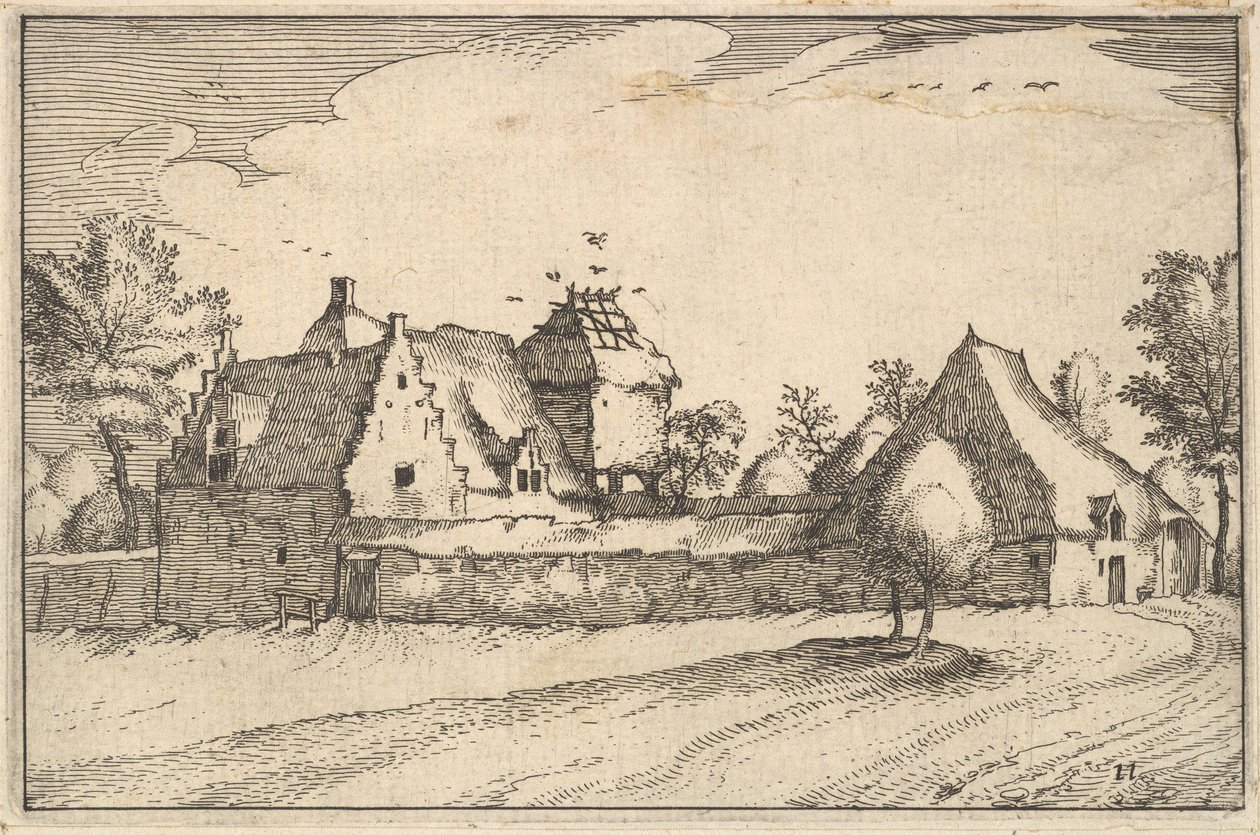 Ommuurde Boerderij, plaat 11 uit Regiunculae et Villae Aliquot Ducatus Brabantiae, ca. 1610 door Claes Jansz Visscher