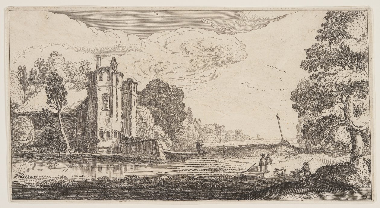Landhuis met twee zeshoekige torens, uit Landschappen (Playsante Lantschappen) door Claes Jansz. Visscher II