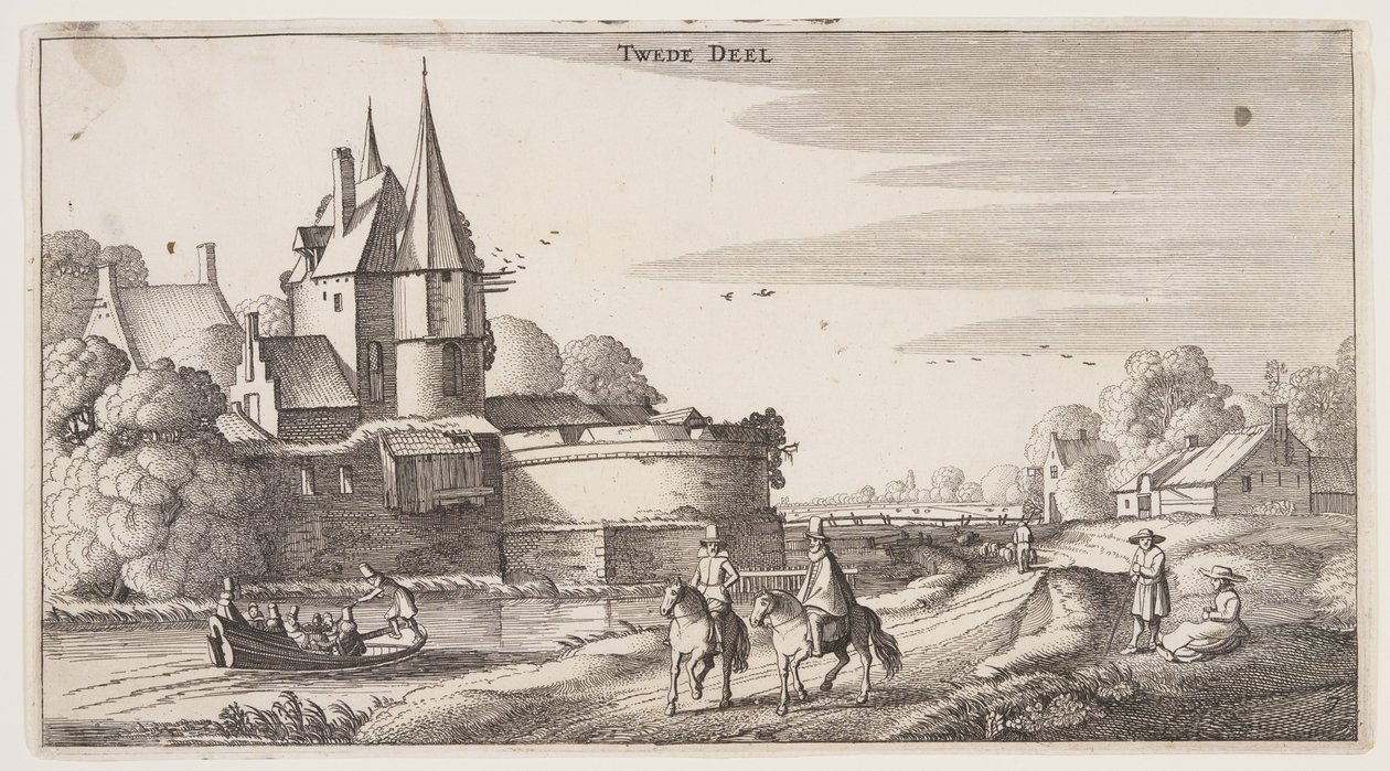 Landweg langs een dorp met bastion, uit Landschappen (Playsante Lantschappen) door Claes Jansz. Visscher II