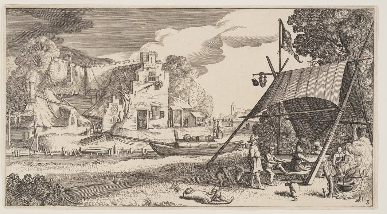 Tent met plattelanders, uit Landschappen (Playsante Lantschappen) door Claes Jansz. Visscher II