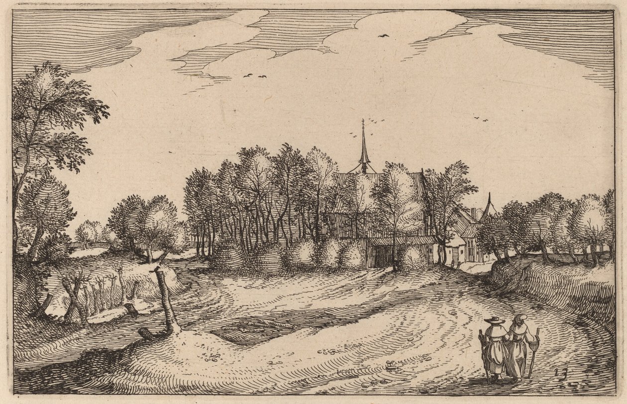 Een klooster door Claes Jansz Visscher after Johannes van Doetechum, the Elder after Lucas