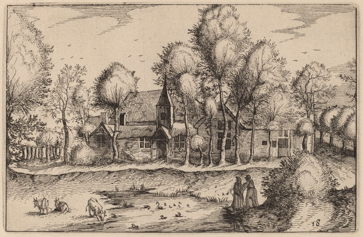 Een Vijver door Claes Jansz Visscher after Johannes van Doetechum, the Elder after Lucas